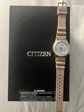 Citizen Promaster Dive - Gold-Tone Watch with Blush Pink Strap and White Dial